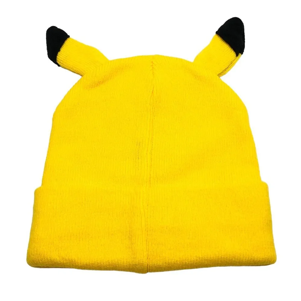 NEW Pokemon Pikachu Cuffed Beanie Knit Hat Yellow Youth Kids Boys Girls One Size